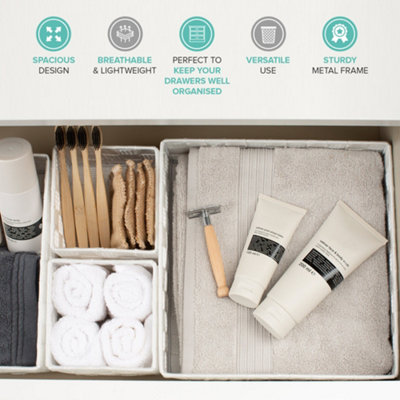 Livivo Storage Baskets Set Of 4 Grey Woven Strap Organiser Bins Multipurpose Stackable Home Storage from B&Q