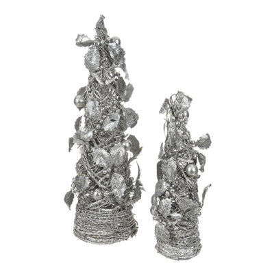 B&Q -  Twin Collapsible Christmas Tinsel TreeHandcrafted Pop Up Artificial Xmas Trees With Easy Assembly Stands