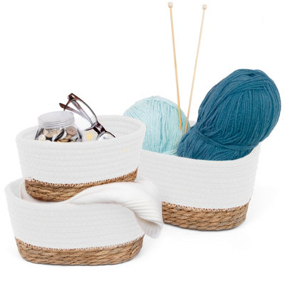 Livivo Tulla Seagrass Basket, Set Of 3 - White