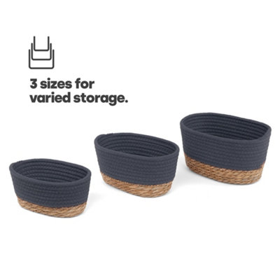 Livivo Tulla Seagrass Basket Set -Slate
