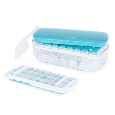 Livivo Ice Cube Tray With Dispenser Storage Lid Scoop 48 Cube Moulds Bpa Free Stackable Ice Tray System from B&Q