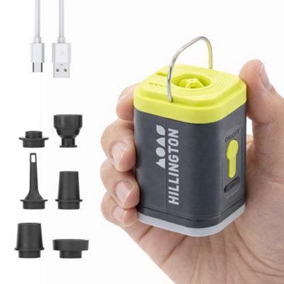 B&Q -  Mini Portable Usb Air Pump Electric Inflator For Airbeds Vacuum Bags And Inflatables With Led Light