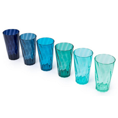 Livivo Plastic Tumblers Set Of 6 600Ml Teal Acrylic Cups Bpa Free Reusable Drinking Cups For Picnic Camping from B&Q