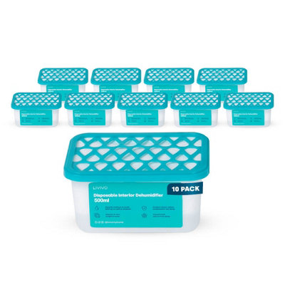 B&Q -  10 Pack 500Ml Disposable Dehumidifiers Moisture Absorber Damp Trap For Mould Mildew And Condensation In Home Or Wardrobe
