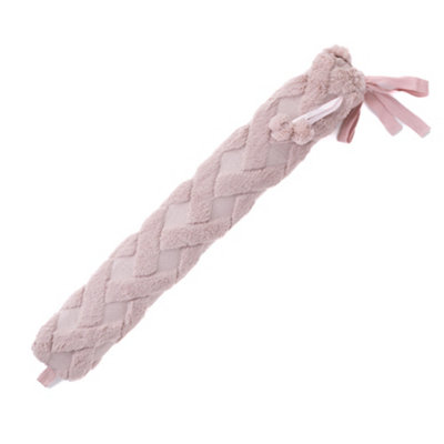Livivo 2L Extra Long 72Cm Hot Water Bottle With Pink Lattice Weave Cover Decorative Pom Poms Soft Removable And Washable from B&Q