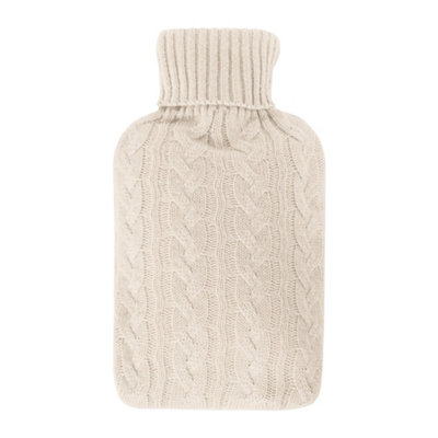 Livivo 2L Large Hot Water Bottle With Cream Arran Knitted Jumper Style Cover Soft Removable Washable Design For Warmth And Pain from B&Q