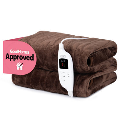 Livivo Heated Electric Over Blanket Chocolate Micro Fleece 160X130Cm W/ 9 Heat Settings Timer Digital Control And Washable Design from B&Q