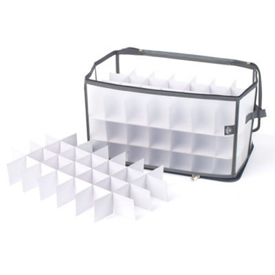 Christmas Village Bauble And Decoration Storage Cube Holder With Dividers Zipped Lid Handles And 112 Ornament Capacity from B&Q