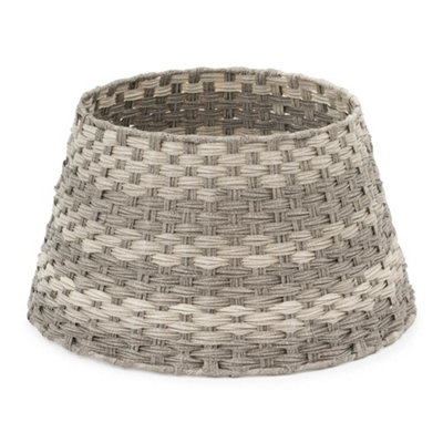 Christmas Village Round Rattan Tree Skirt Wicker Stand Basket Cover Foldable Durable Base For Xmas Tree Grey from B&Q