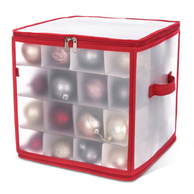 Livivo Red Christmas Ornament Storage Box 64 Compartment Cube