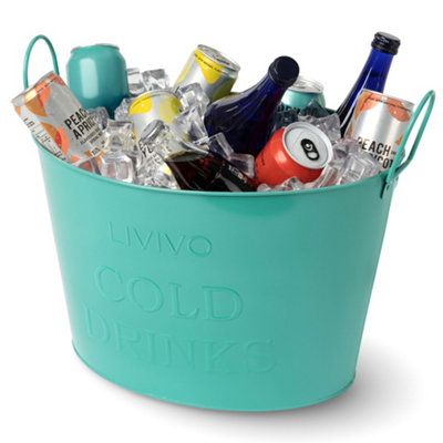 Livivo Galvanised Steel Drinks Bucket 24L Turquoise Ice Cooler Party Bbq Picnic Beverage Tub from B&Q