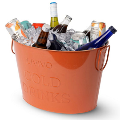 Livivo Galvanised Steel Drinks Bucket 24L Coral Ice Cooler Party Bbq Picnic Beverage Tub from B&Q