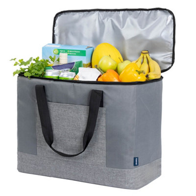 B&Q -  60L Insulated Cooler Bag Grey Thermal Picnic Bag With Strap