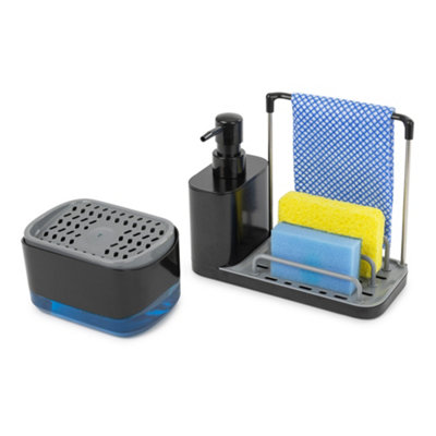 Fineway Kitchen Soap Dispenser With Sponge Holder Black from B&Q