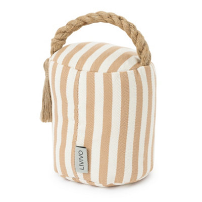 Livivo Weighted Door Stopper Boho Chic Striped Design 1.5Kg Sand Filled With Hemp Handle Decorative Door Stop from B&Q