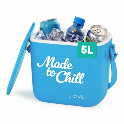 Livivo Cool Box 5L Blue Lightweight Portable Cooler With Foam Insulation Carrying Strap For Picnic Travel from B&Q