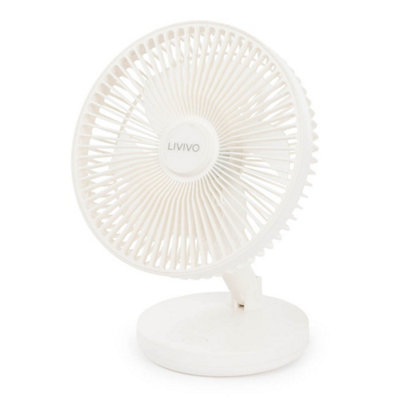 Livivo 8 Inch Rechargeable Usb Desk Fan Portable 3 Speed White from B&Q