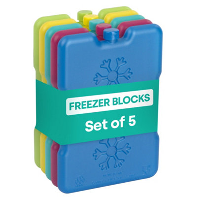 B&Q -  5 Freezer Blocks 200G Bpa Reusable Ice Packs Assorted Colours