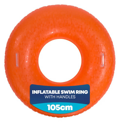 B&Q -  105Cm Holographic Inflatable Swim Ring With Handles Pool Float