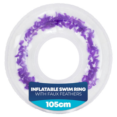 B&Q -  105Cm Transparent Feather Filled Inflatable Swimring Pool Float