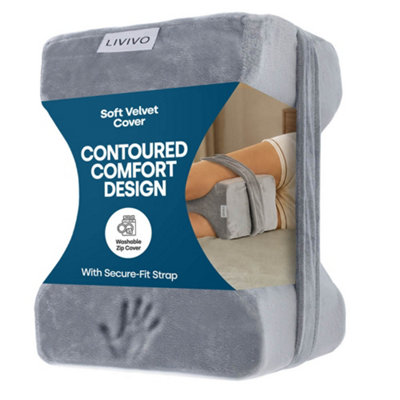 Livivo Unisex Grey Orthopaedic Leg Pillow With Strap Fleece - Image 4
