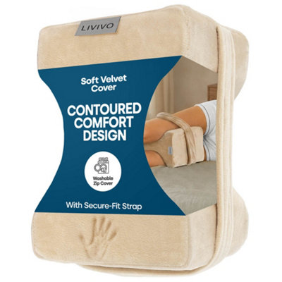 LIVIVO Orthopaedic Leg Pillow with Strap Beige Fleece - Image 5