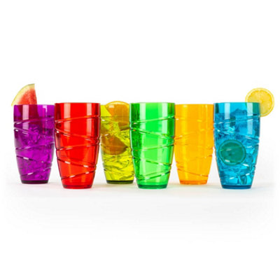 Livivo Multicolour Plastic Tumblers With Swirl Design - Set Of Size 4