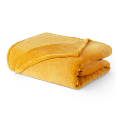 Livivo Single Fleece Blanket In Ochre Colour from B&Q