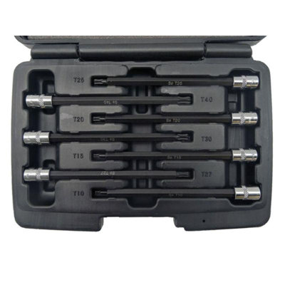  - Welzh Werkzeug Torx T-Star Bit Socket Set Ball Ended 7-Piece 1/4 130mm S2 Steel
