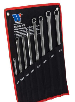  - Welzh Werkzeug 8Pc Aviation Double Ended Ring Extra Long Spanner Set 8-24mm