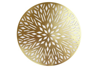 Yes-Online 6 Placemats Set Christmas Metallic Gold Round Festive Xmas Table Home Decor from B&Q