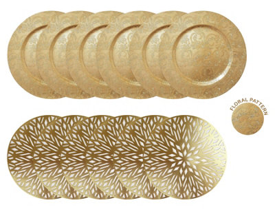 Yes-Online Set Of 6 Christmas Placemats And 6 Napkin Rings Dinnerware Decorative Gold Xmas from B&Q