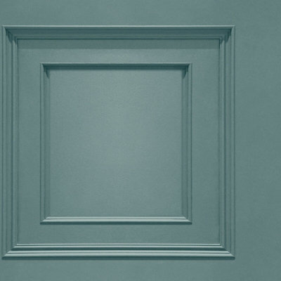 Belgravia Realisitc Wood Panel Coving Effect Modern Feature Teal Wallpaper 8489 Full Roll Teal Wood Panel 8489 from B&Q
