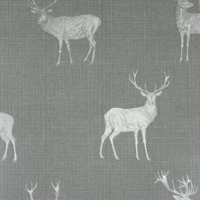 Arthouse Heritage Stag Grey Silver Metallic Textured Wallpaper 909608 from B&Q