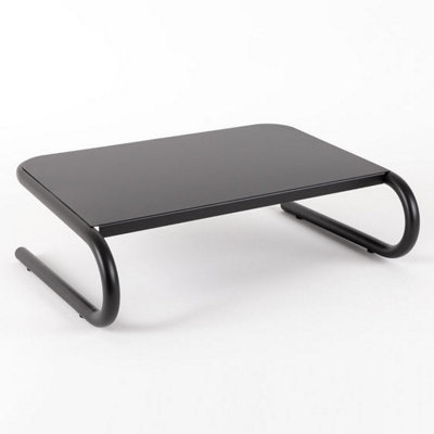Duronic Black Dm071 Monitor Stand Riser, Laptop And Screen Platform For Tv Or Pc Screen, Capacity 37X24cm 10Kg