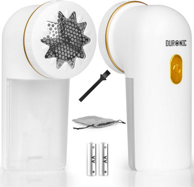 Duronic Bobble Remover Fs22 We White Fabric Shaver Clothing Lint Removers Depiller Small Fuzz Debobbler For Couch Clothes Sweaters from B&Q