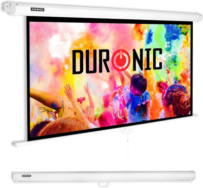 Duronic Projector Screen Mps60 /169 We 60 Inch Pull Down Movie Screen 16:9 Ratio Theatre Cinema Screen For Home Office Class from B&Q