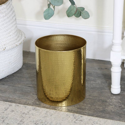 Melody Maison Metal Hammered Gold Storage Waste Bin from B&Q