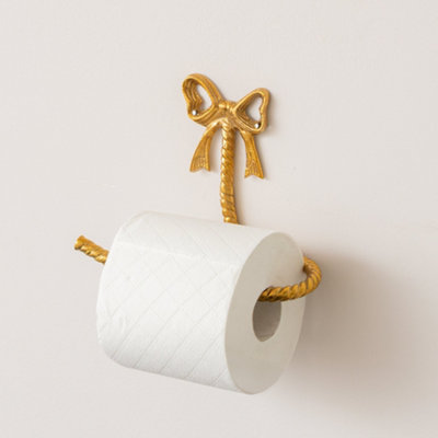 B&Q -  Metallic Gold Metal Bow Toilet Roll Holder