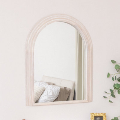 Melody Maison Large White Washed Wood Arched Wall Mirror90Cm X 75Cm from B&Q