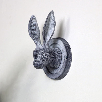 B&Q -  Grey Hare Head Coat Hook 8.5Cm X 13Cm
