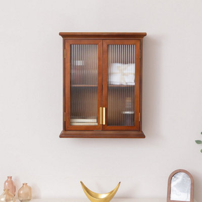 Melody Maison Wooden Reeded Glass Wall Cabinet from B&Q