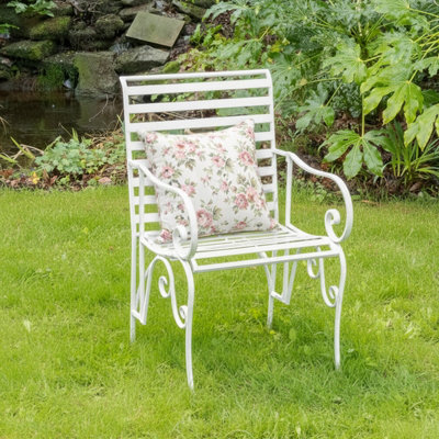 Melody Maison Ornate Metal Distressed White Garden Chair55Cm X 92Cm from B&Q