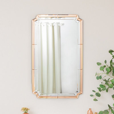 Melody Maison Rectangle Pink Glass Art Deco Wall Mirror 60Cm X 100Cm from B&Q