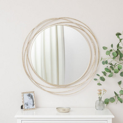 Melody Maison Large Round Champagne Swirl Mirror92Cm X 92Cm
