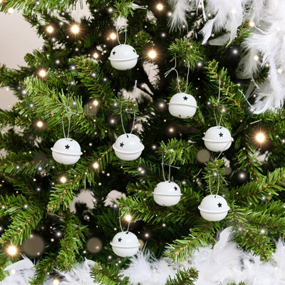Melody Maison Set Of 8 White Hanging Bell Christmas Decorations4Cm from B&Q