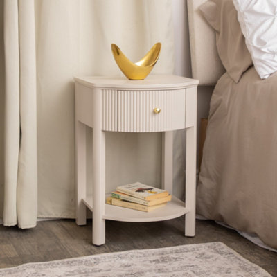 Melody Maison Reeded One Drawer Bedside TableWillow Taupe Grey Range from B&Q