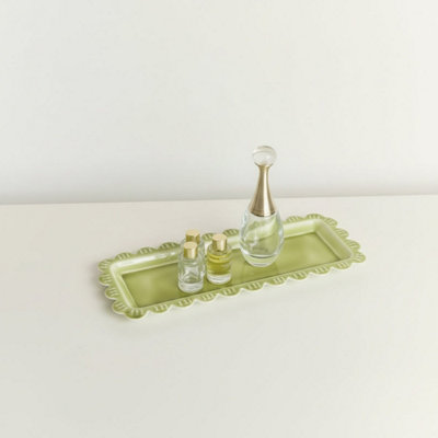 Melody Maison Large Green Enamel Embossed Scalloped Tray from B&Q