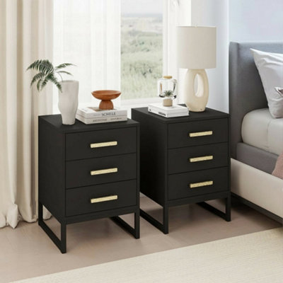 Melody Maison Pair Of Black 3 Drawer Bedside TablesLuna Black Range from B&Q