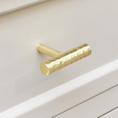 B&Q -  Gold Metal Hammered Bar Pull Handle 5.5Cm
